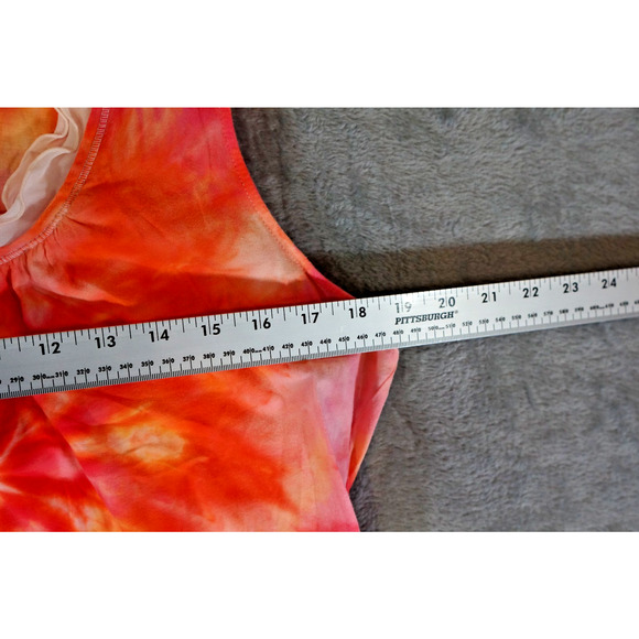 Madison Ruffle Neck Tank Top Large Tie‑Dye Pink Orange Fire Swirl Artisan Dyed - Picture 5 of 13